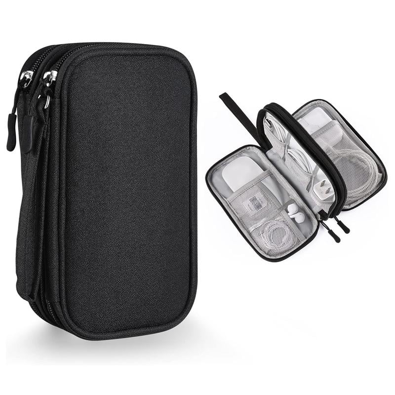 🔥50% OFF Today Only – Cable Organizer Bag, Double Layer Travel Pouch for Chargers, Cords & Tech Accessories