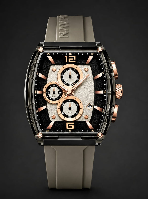 NAVIFORCE Luxury Chronograph Men’s Watch | Grey & Gold Edition