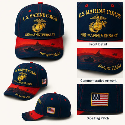 U.S. Marine Corps 250th Anniversary Commemorative Embroidered Cap 🇺🇸
