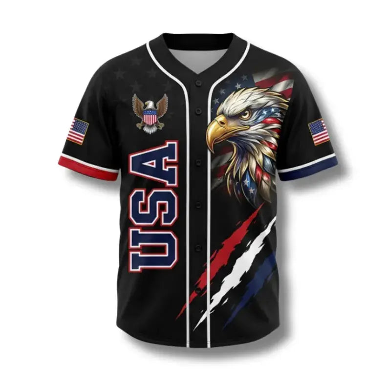 🦅USA 250th Anniversary All-Over Print Patriotic Baseball Jersey detail view