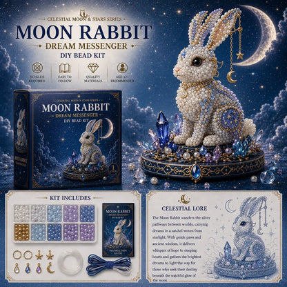 🔥Last Day: BUY 3 GET 1 FREE🌙 Moon Cat Luna Guardian DIY Bead Kit | Celestial Moon & Stars Series