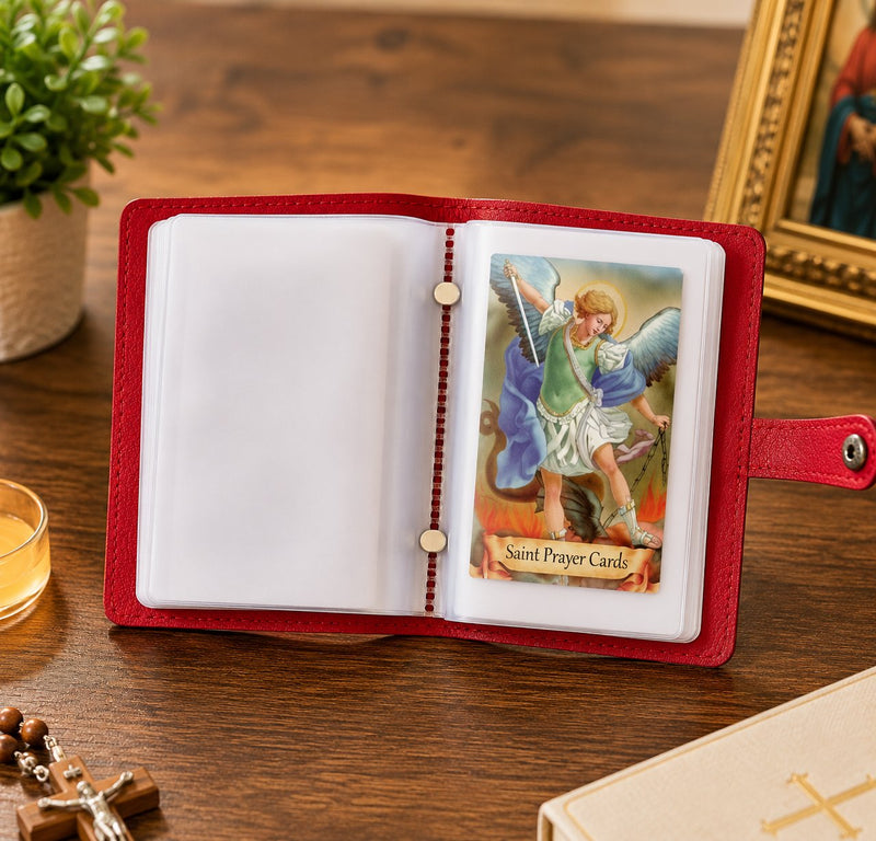 ✝️ Catholic Holy Card Holder – Pocket Prayer Card Organizer with Snap Closure detail view